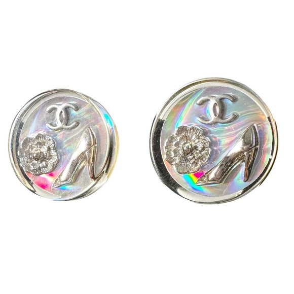 Authentic CHANEL Aurora Borealis Iridescent Rainbow Vintage ‘97 Clip On Earrings - Picture 9 of 16